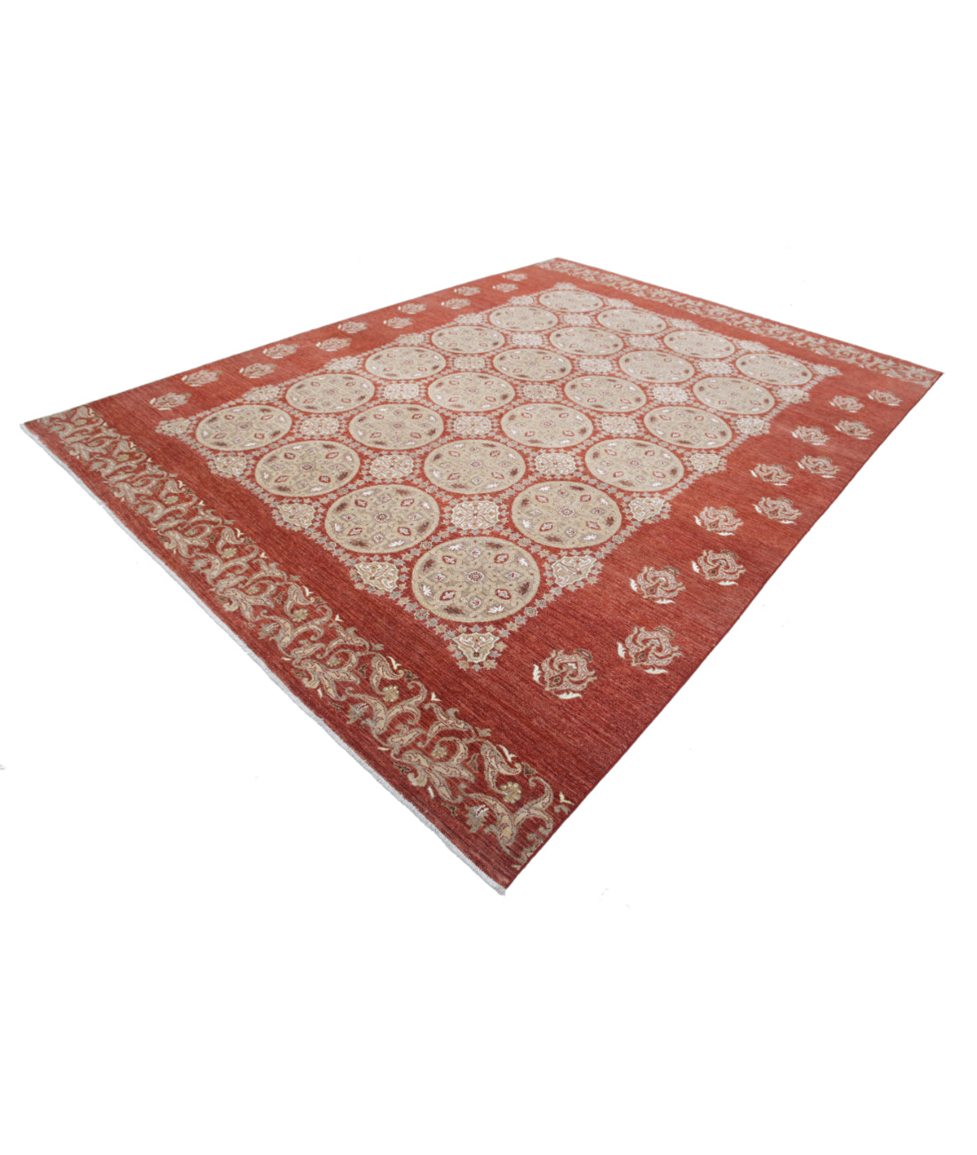 Hand Knotted Artemix Wool Rug - 8'9'' x 12'0'' 8'9'' x 12'0'' (263 X 360) / Rust / Taupe