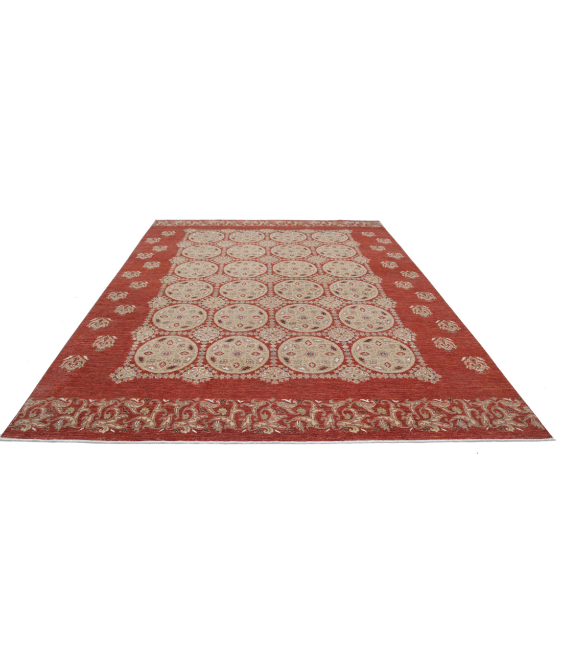Hand Knotted Artemix Wool Rug - 8'9'' x 12'0'' 8'9'' x 12'0'' (263 X 360) / Rust / Taupe