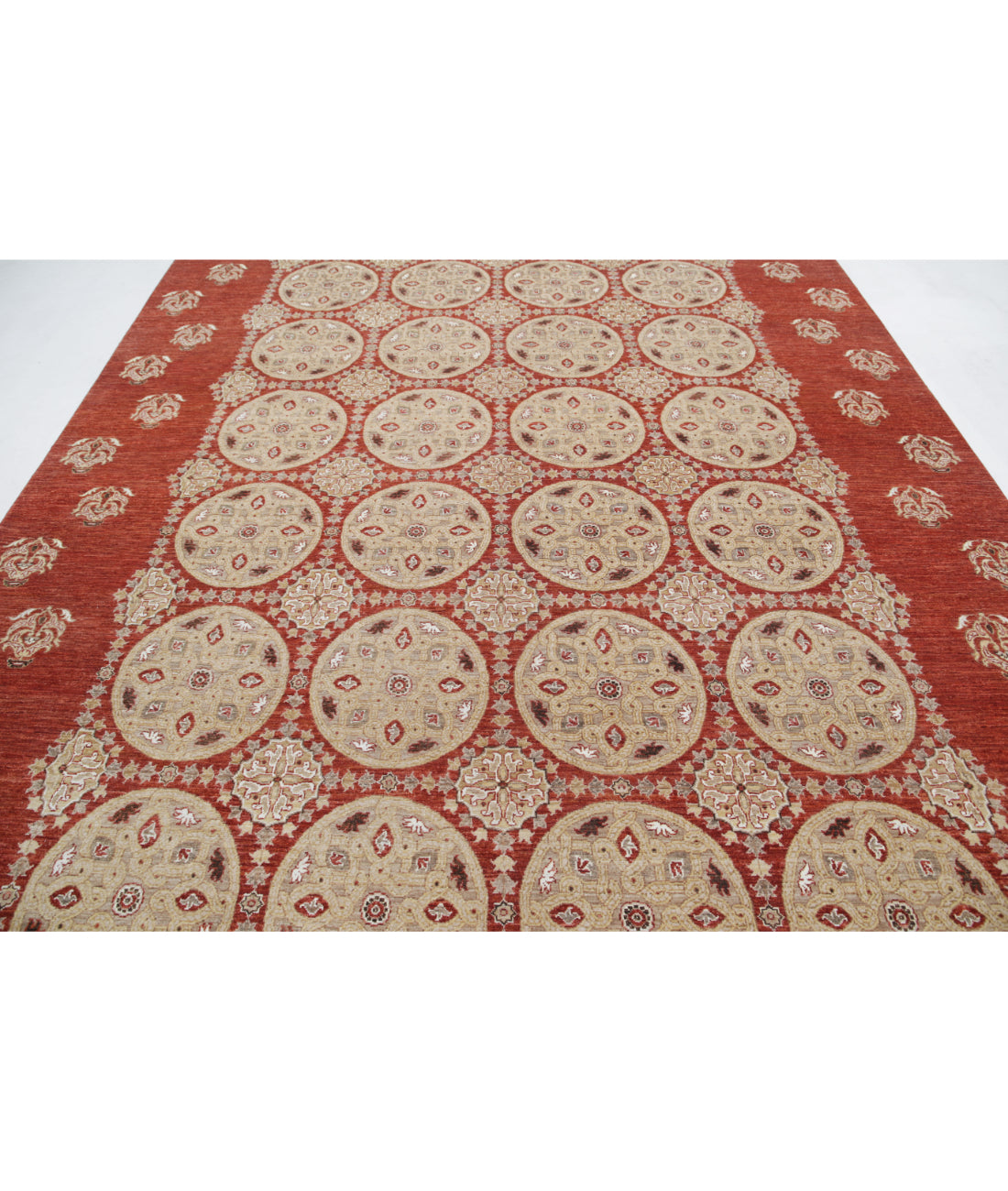 Hand Knotted Artemix Wool Rug - 8'9'' x 12'0'' 8'9'' x 12'0'' (263 X 360) / Rust / Taupe