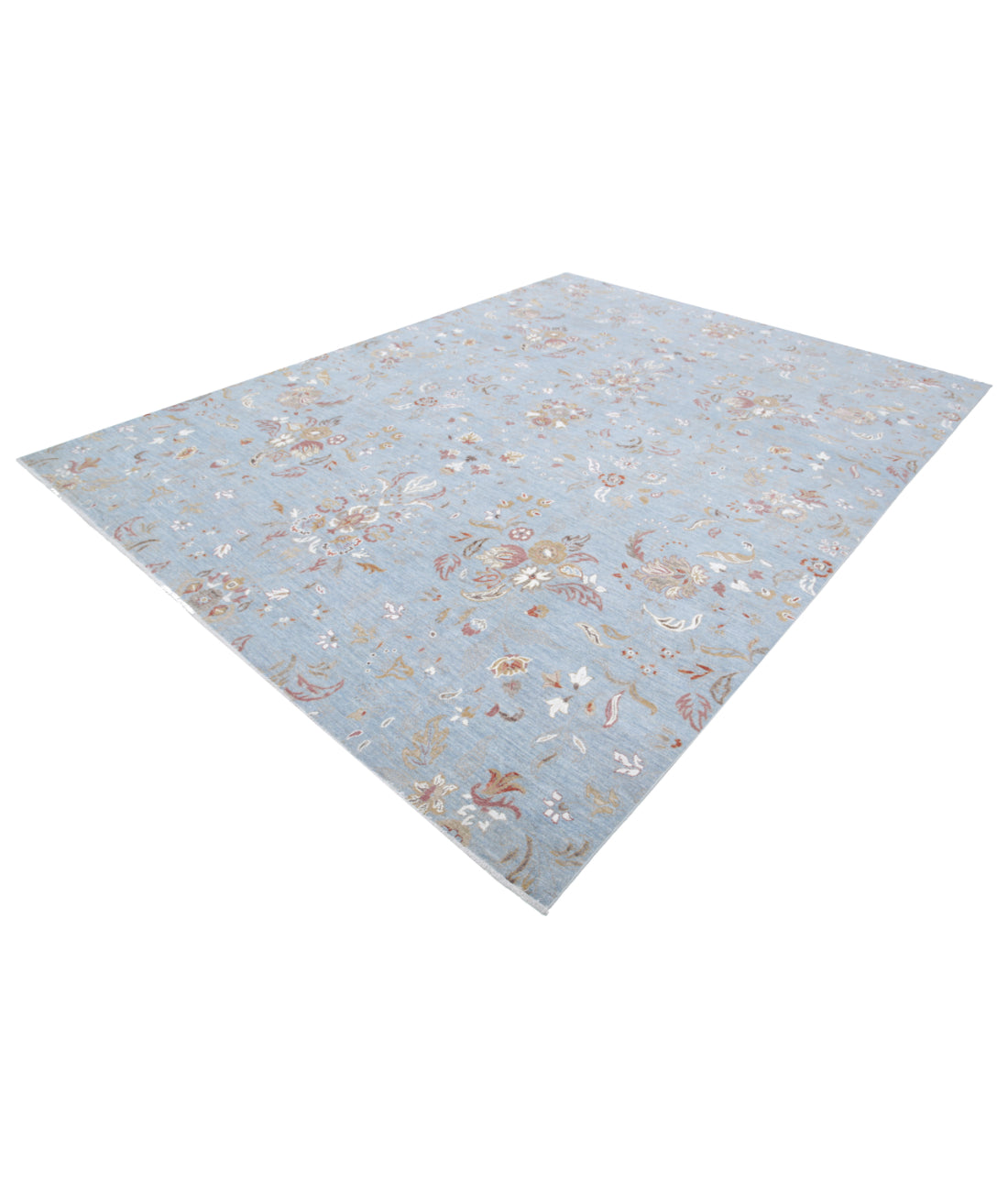 Hand Knotted Artemix Wool & Silk Rug - 8'11'' x 11'7'' 8'11'' x 11'7'' (268 X 348) / Blue / Red