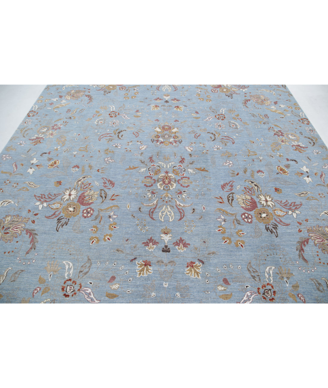 Hand Knotted Artemix Wool & Silk Rug - 8'11'' x 11'7'' 8'11'' x 11'7'' (268 X 348) / Blue / Red