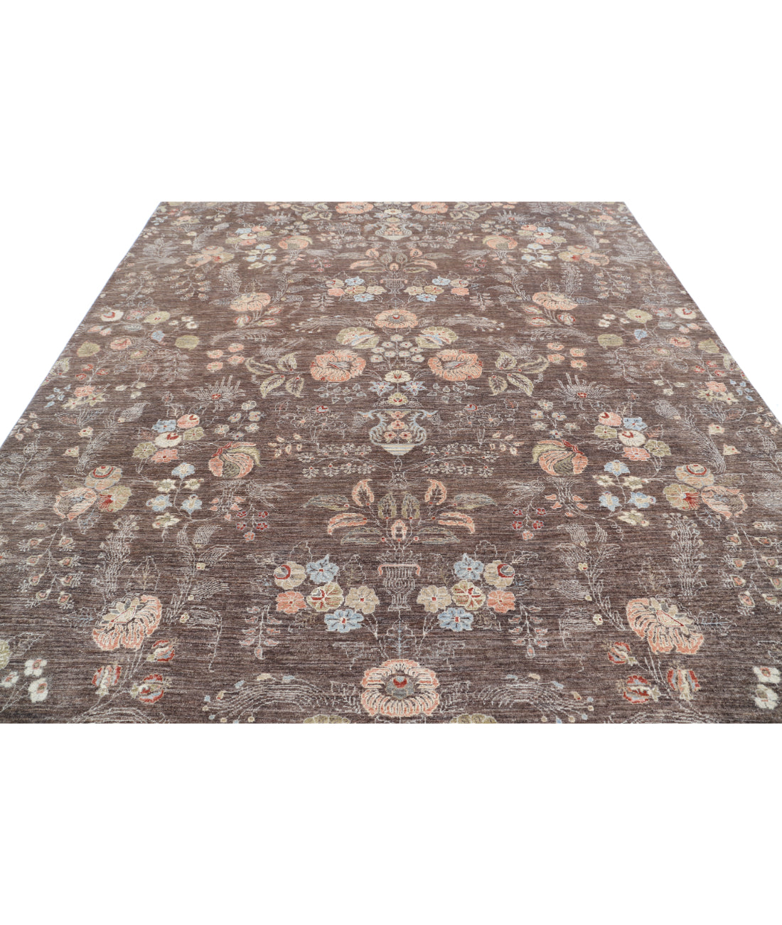 Hand Knotted Artemix Wool Rug - 8'10'' x 11'3'' 8'10'' x 11'3'' (265 X 338) / Brown / Ivory