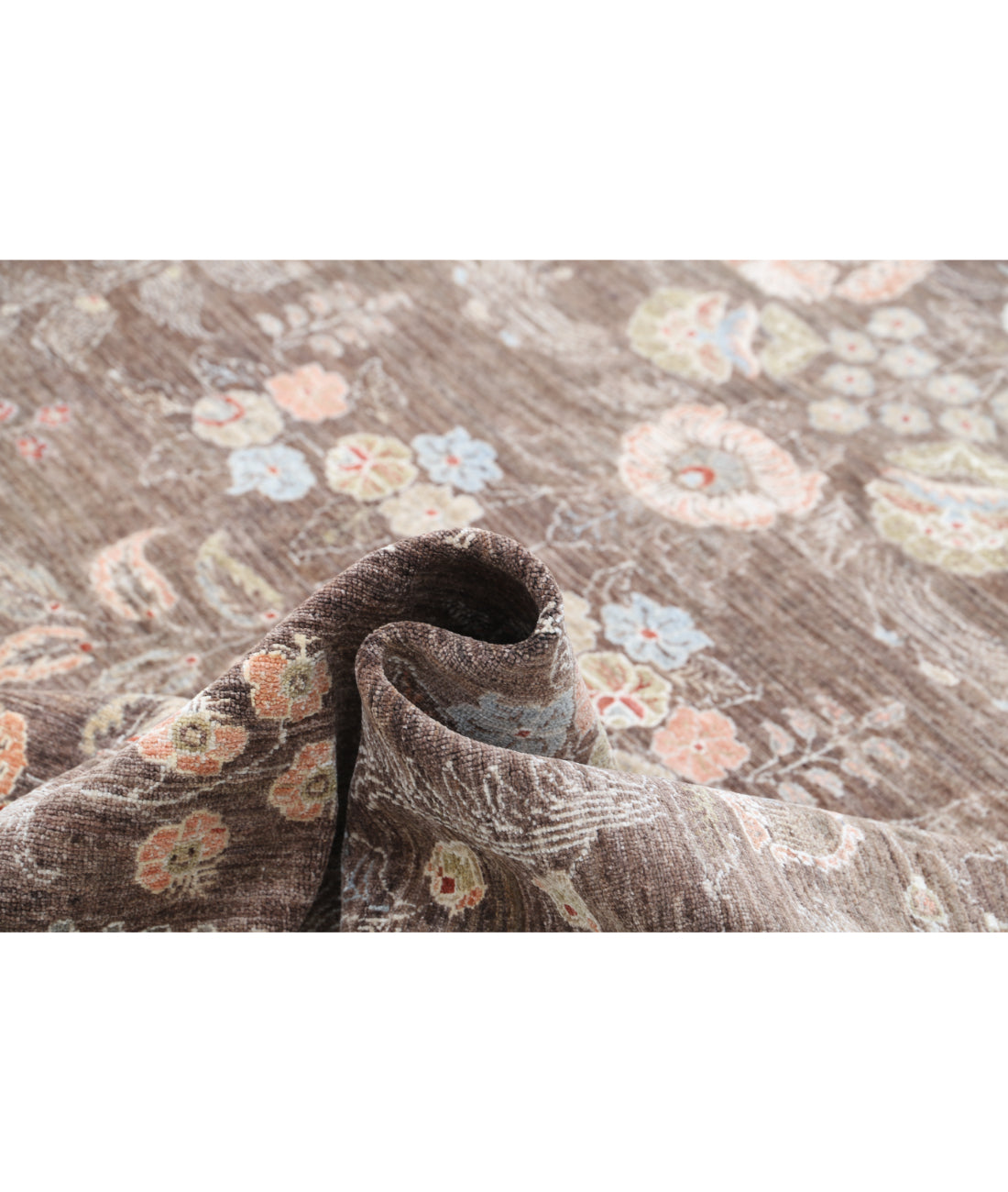 Hand Knotted Artemix Wool Rug - 8'10'' x 11'3'' 8'10'' x 11'3'' (265 X 338) / Brown / Ivory