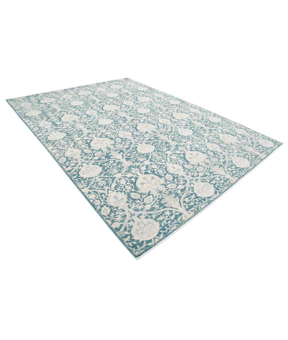 Hand Knotted Serenity Artemix Wool Rug - 8'10'' x 11'11'' 8'10'' x 11'11'' (265 X 358) / Green / Ivory