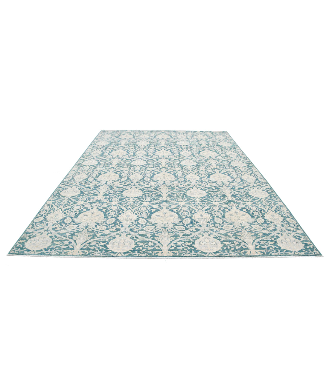 Hand Knotted Serenity Artemix Wool Rug - 8'10'' x 11'11'' 8'10'' x 11'11'' (265 X 358) / Green / Ivory