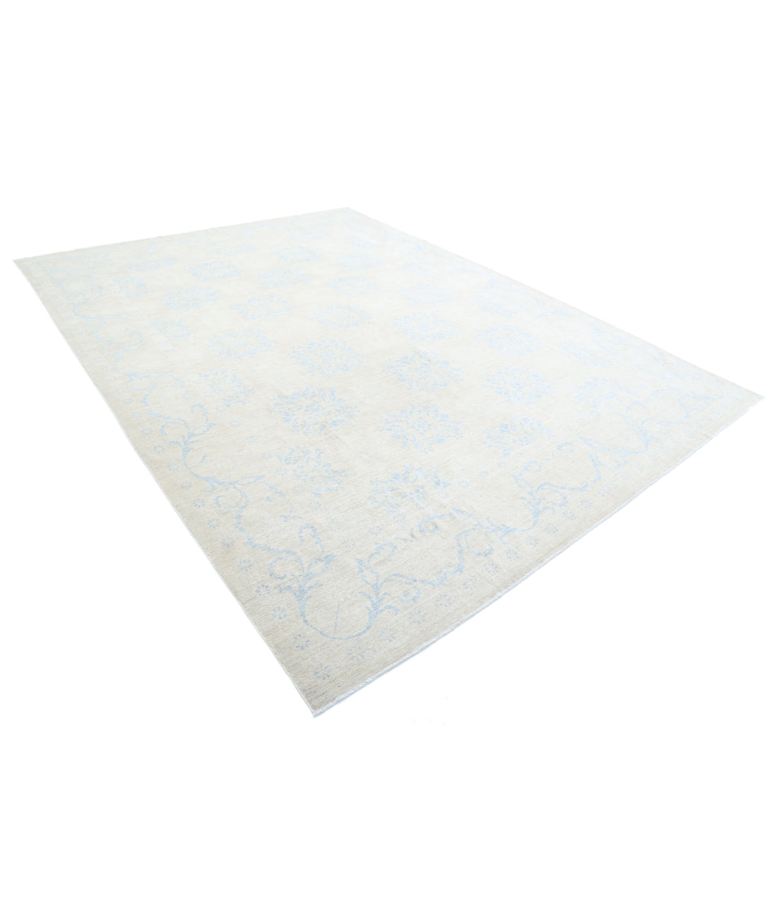 Hand Knotted Fine Serenity Wool Rug - 9'1'' x 12'1'' 9'1'' x 12'1'' (273 X 363) / Ivory / Blue