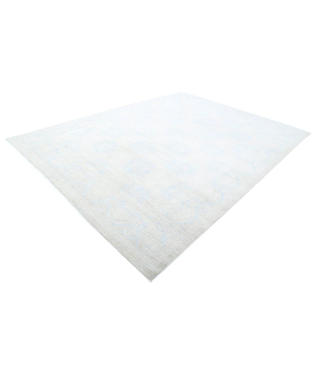 Hand Knotted Fine Serenity Wool Rug - 9'1'' x 12'1'' 9'1'' x 12'1'' (273 X 363) / Ivory / Blue