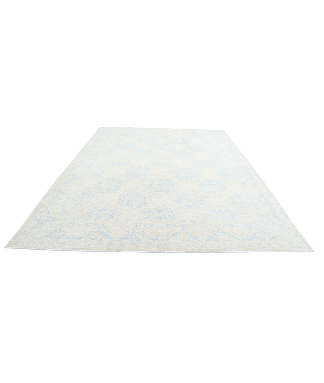 Hand Knotted Fine Serenity Wool Rug - 9'1'' x 12'1'' 9'1'' x 12'1'' (273 X 363) / Ivory / Blue