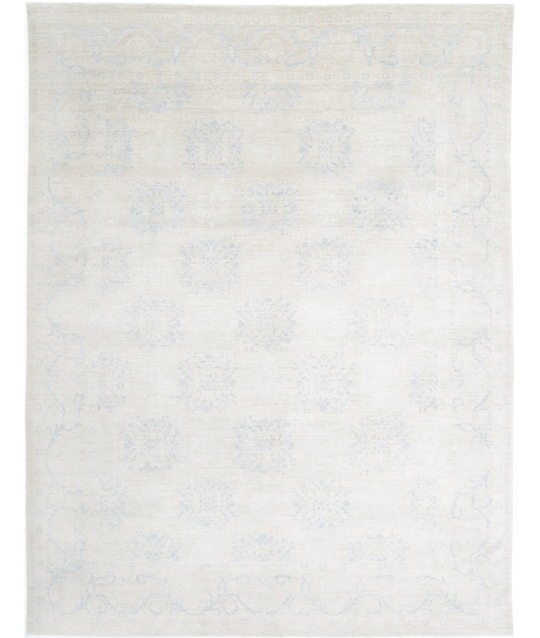 Hand Knotted Fine Serenity Wool Rug - 9&#39;1&#39;&#39; x 12&#39;1&#39;&#39; 9&#39;1&#39;&#39; x 12&#39;1&#39;&#39; (273 X 363) / Ivory / Blue