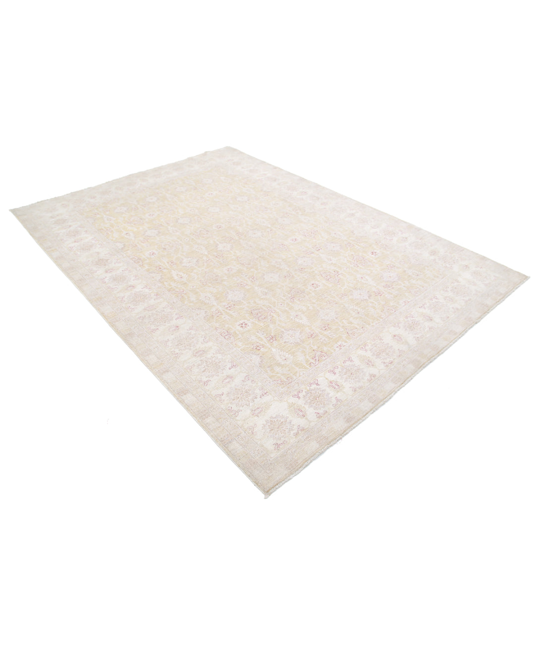 Hand Knotted Fine Serenity Wool Rug - 6'3'' x 8'9'' 6'3'' x 8'9'' (188 X 263) / Ivory / Gold