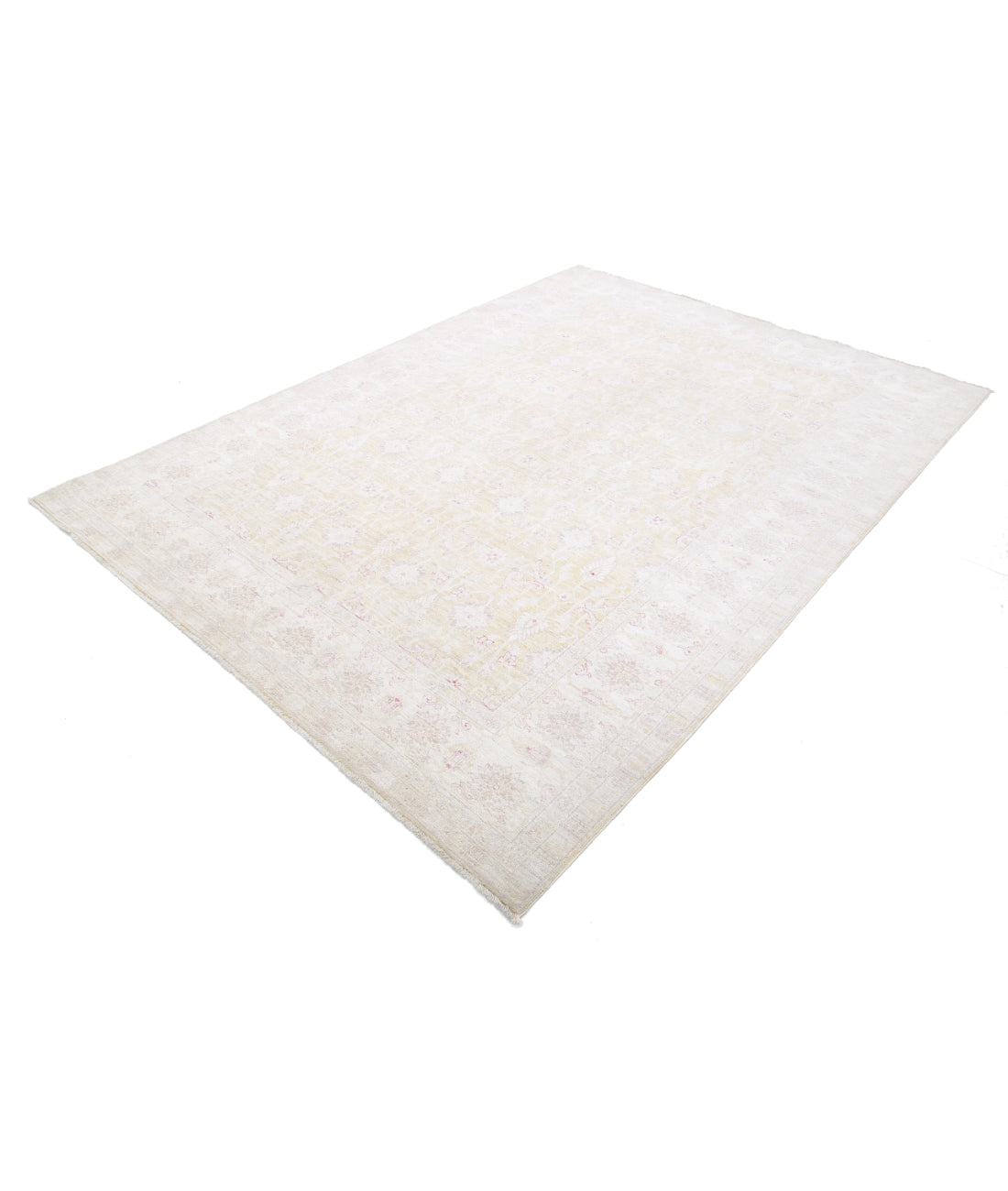 Hand Knotted Fine Serenity Wool Rug - 6'3'' x 8'9'' 6'3'' x 8'9'' (188 X 263) / Ivory / Gold