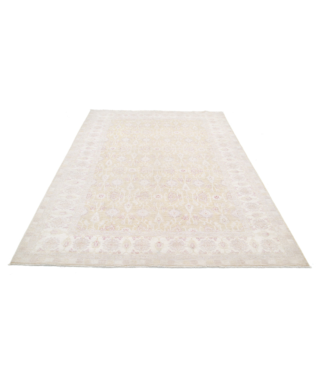 Hand Knotted Fine Serenity Wool Rug - 6'3'' x 8'9'' 6'3'' x 8'9'' (188 X 263) / Ivory / Gold