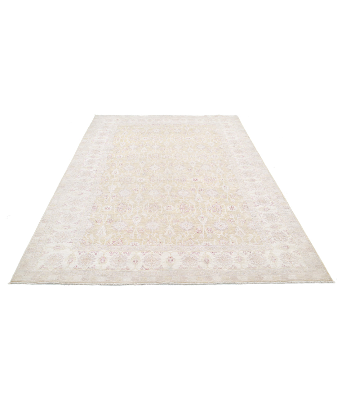 Hand Knotted Fine Serenity Wool Rug - 6'3'' x 8'9'' 6'3'' x 8'9'' (188 X 263) / Ivory / Gold