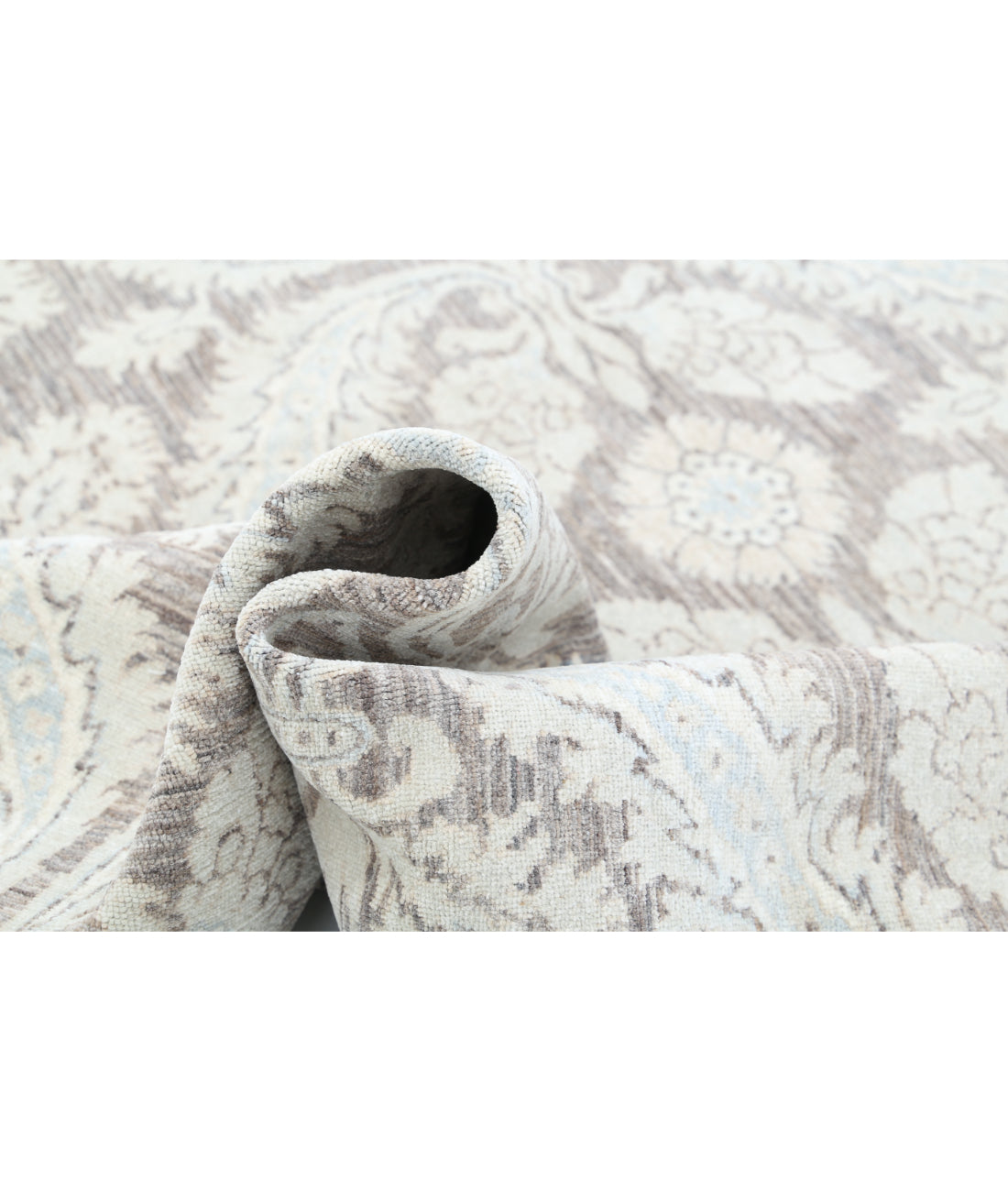 Hand Knotted Art & Craft Wool Rug - 8'0'' x 8'11'' 8'0'' x 8'11'' (240 X 268) / Taupe / Ivory