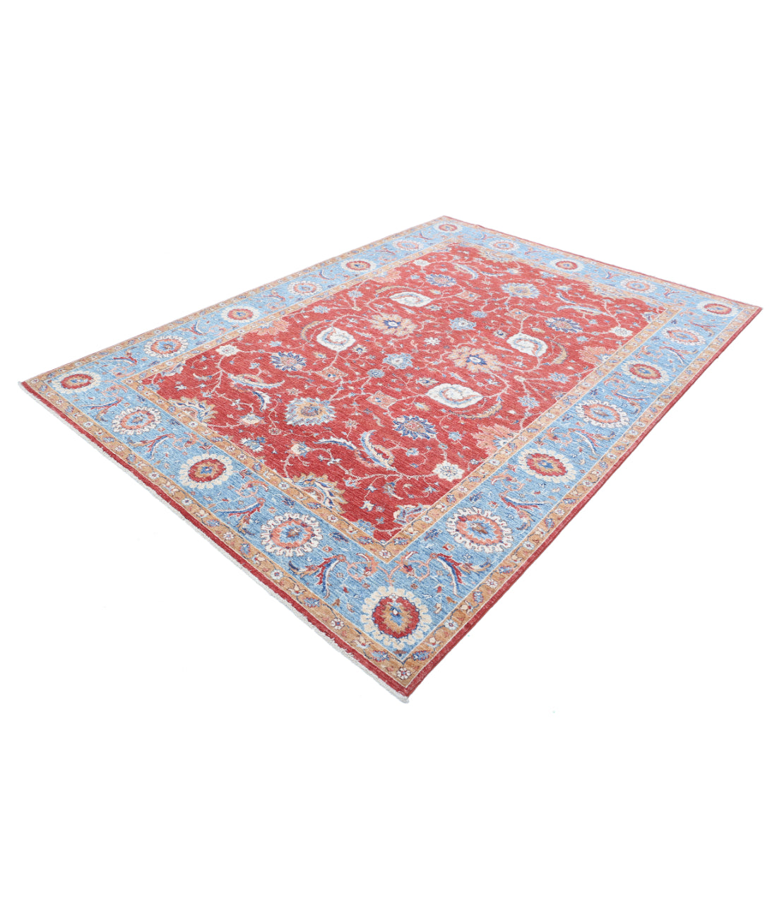 Hand Knotted Ziegler Farhan Wool Rug - 6'8'' x 9'3'' 6'8'' x 9'3'' (200 X 278) / Red / Blue