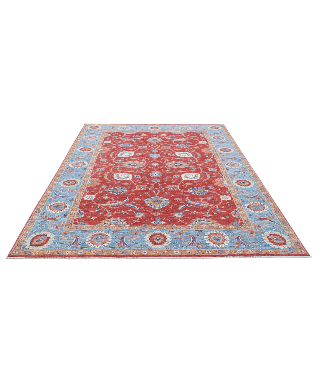 Hand Knotted Ziegler Farhan Wool Rug - 6'8'' x 9'3'' 6'8'' x 9'3'' (200 X 278) / Red / Blue
