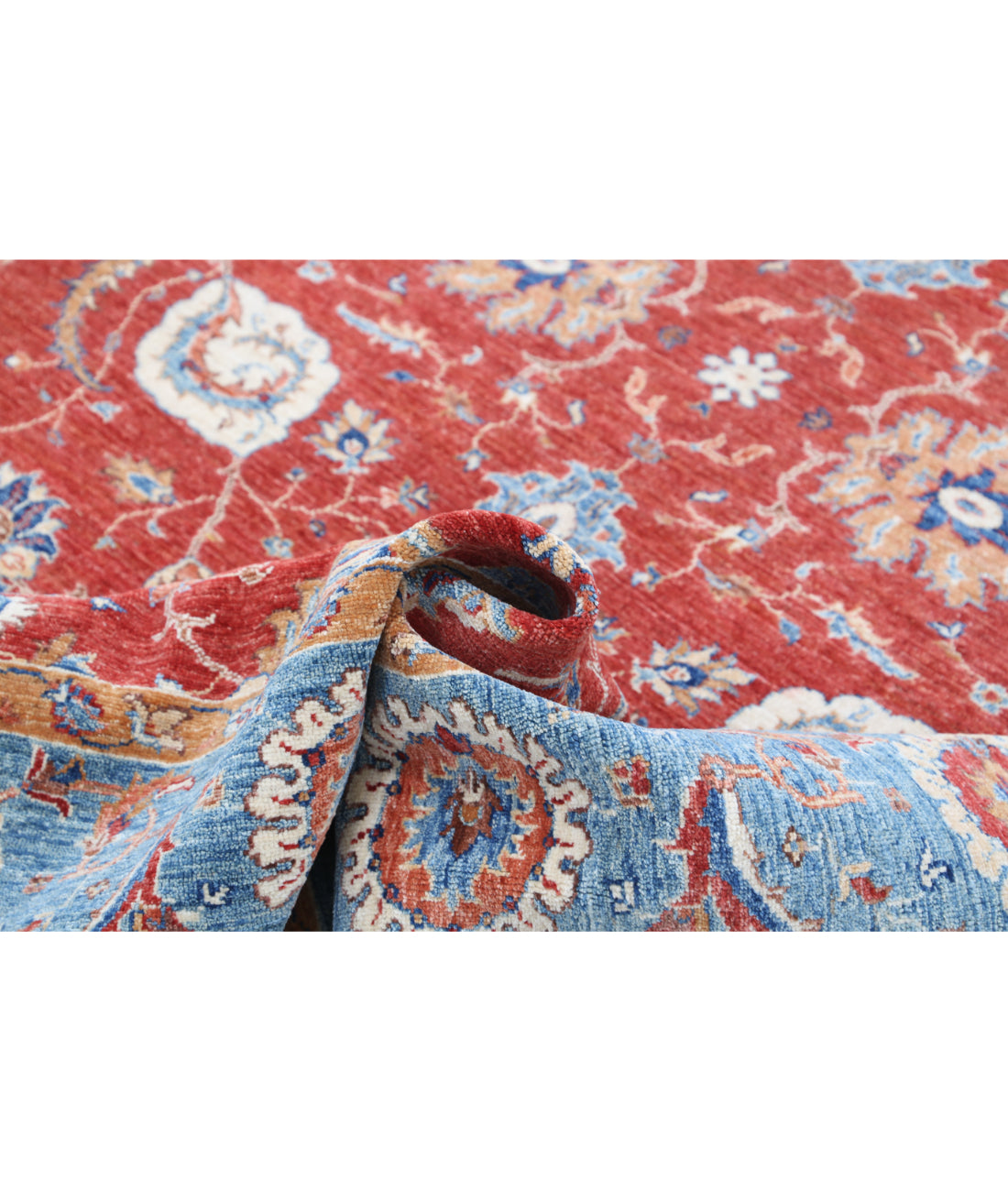 Hand Knotted Ziegler Farhan Wool Rug - 6'8'' x 9'3'' 6'8'' x 9'3'' (200 X 278) / Red / Blue