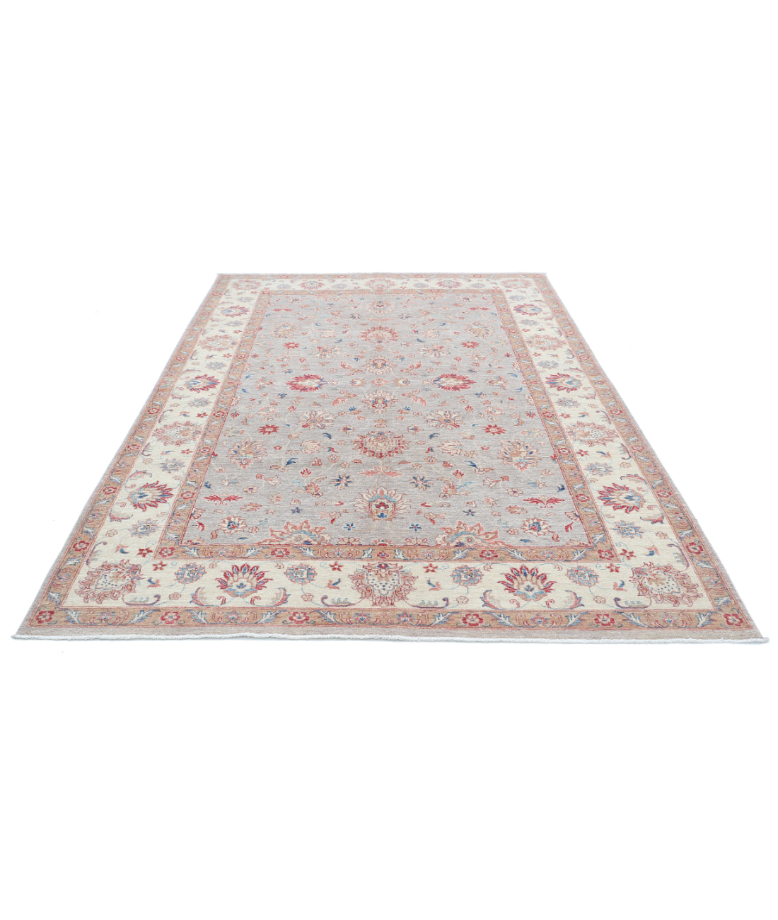Hand Knotted Ziegler Farhan Wool Rug - 6'6'' x 9'5'' 6'6'' x 9'5'' (195 X 283) / Grey / Ivory