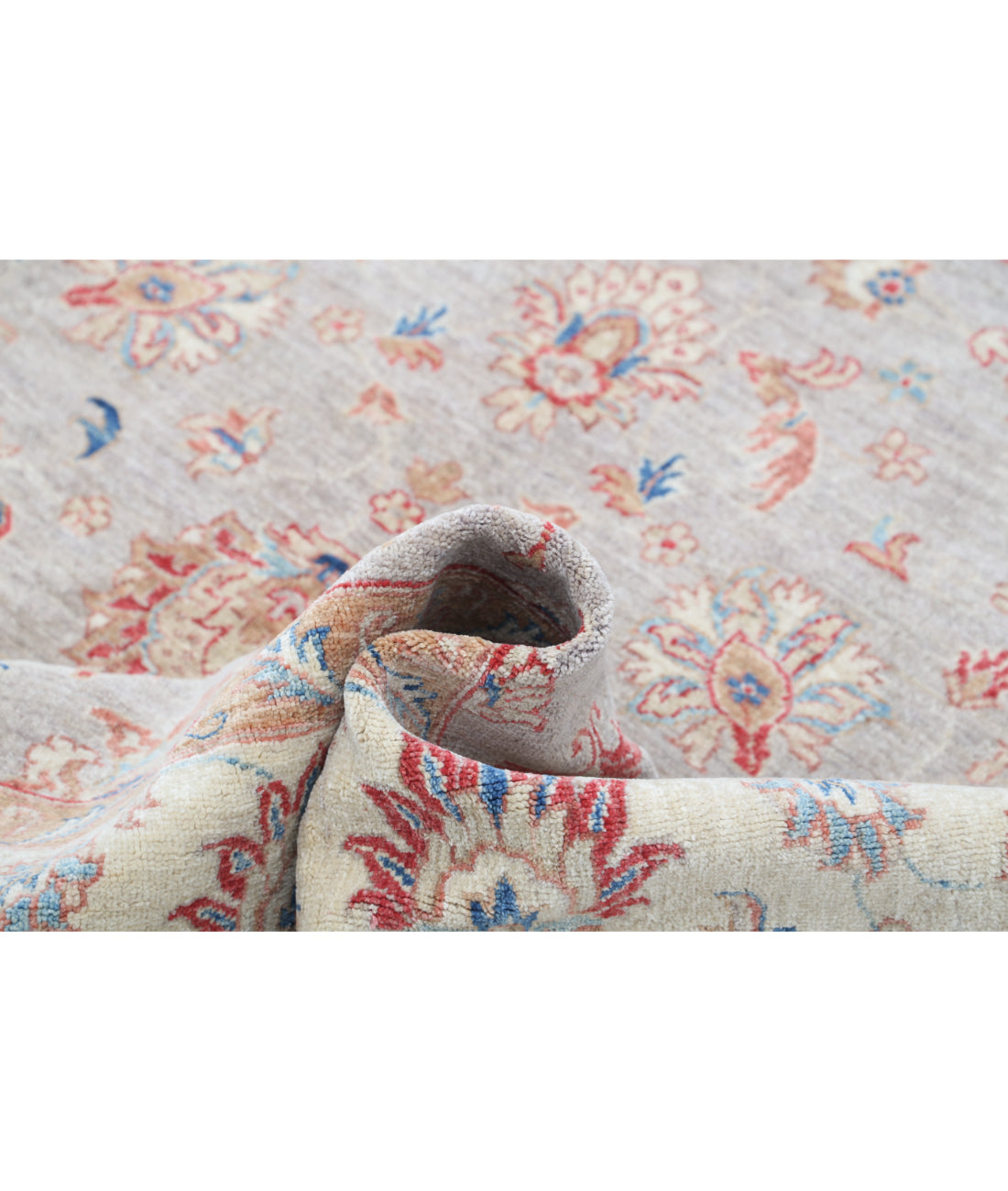 Hand Knotted Ziegler Farhan Wool Rug - 6'6'' x 9'5'' 6'6'' x 9'5'' (195 X 283) / Grey / Ivory