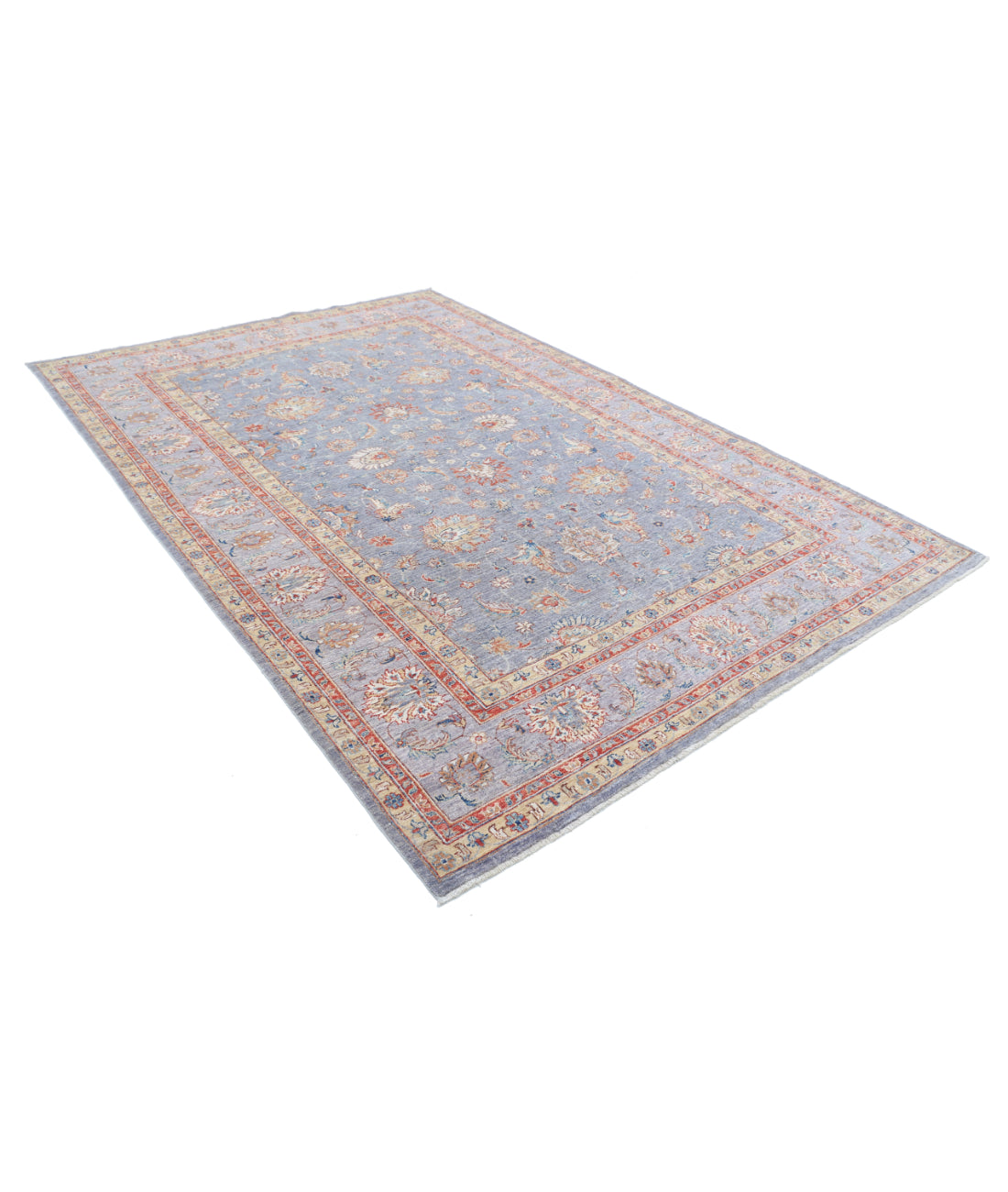 Hand Knotted Ziegler Farhan Wool Rug - 6'7'' x 9'10'' 6'7'' x 9'10'' (198 X 295) / Grey / Red