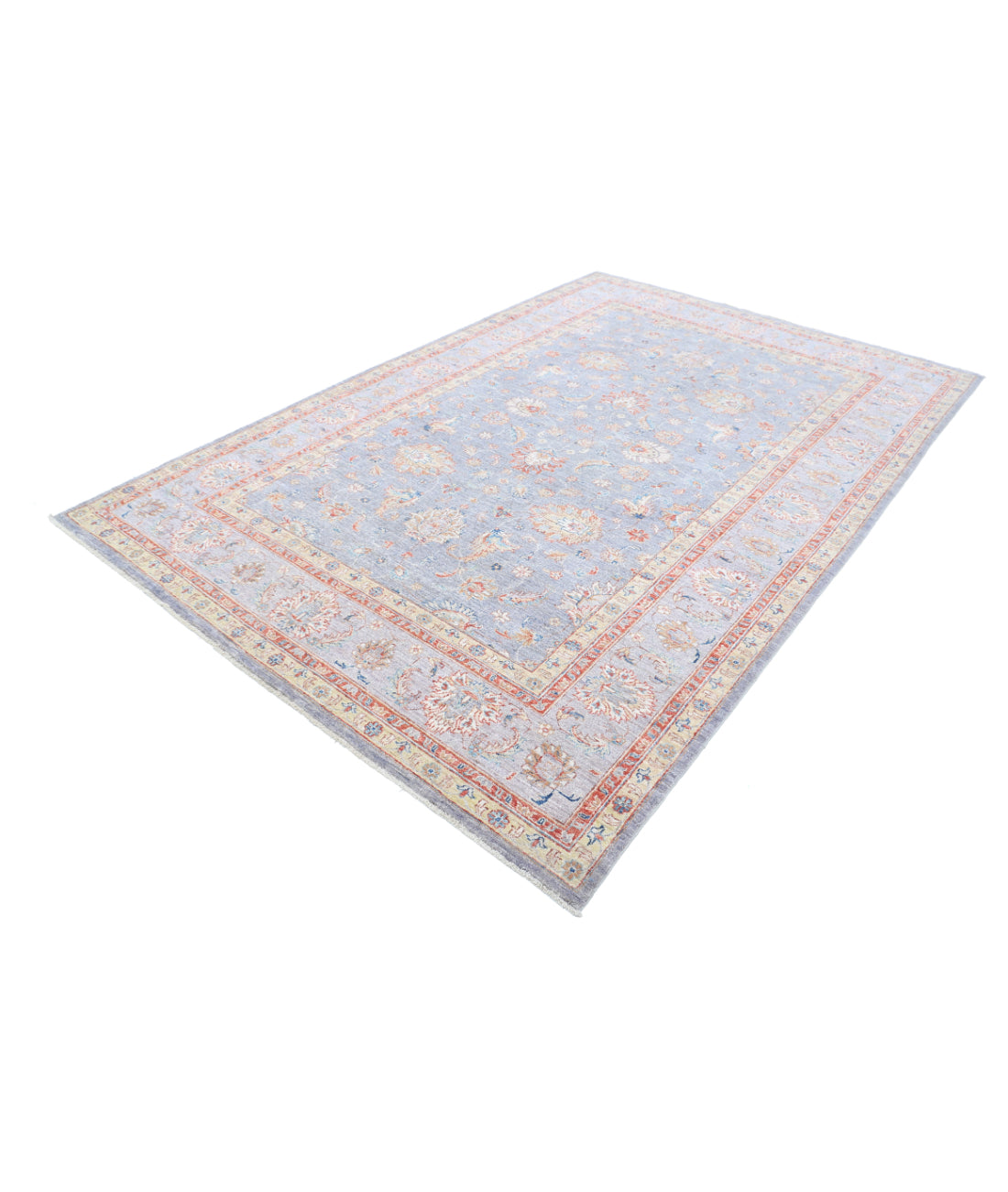 Hand Knotted Ziegler Farhan Wool Rug - 6'7'' x 9'10'' 6'7'' x 9'10'' (198 X 295) / Grey / Red