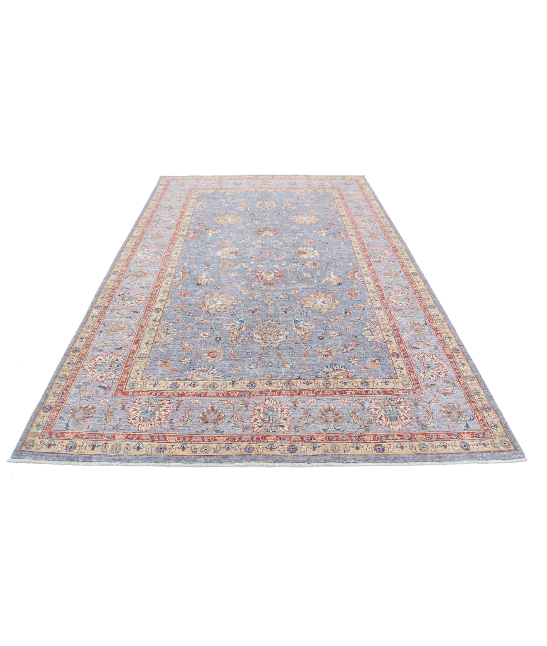 Hand Knotted Ziegler Farhan Wool Rug - 6'7'' x 9'10'' 6'7'' x 9'10'' (198 X 295) / Grey / Red