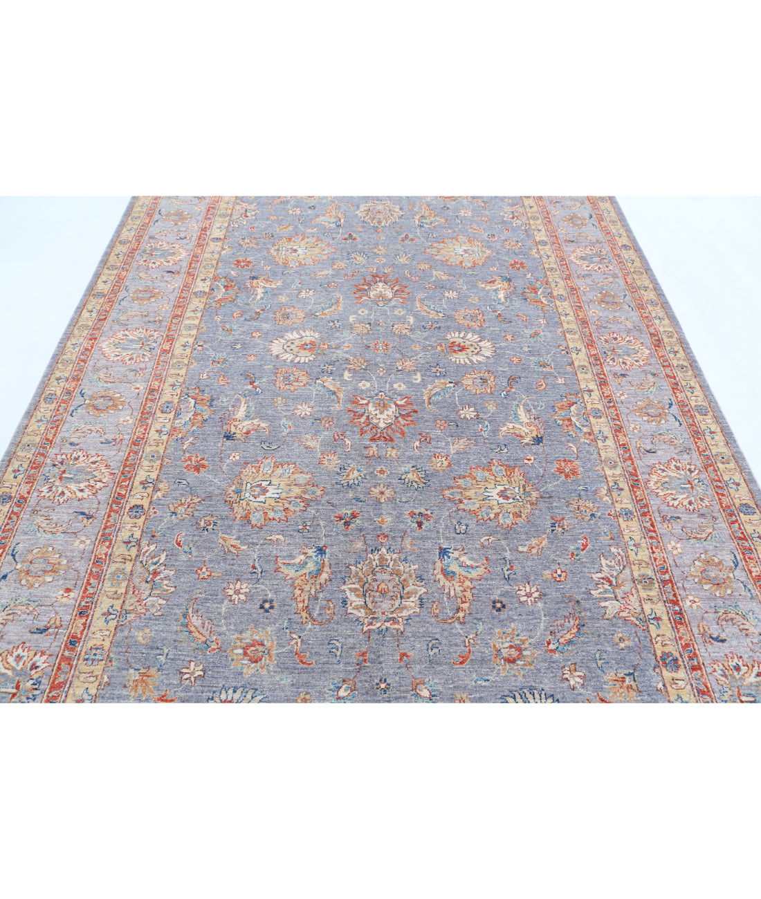 Hand Knotted Ziegler Farhan Wool Rug - 6'7'' x 9'10'' 6'7'' x 9'10'' (198 X 295) / Grey / Red