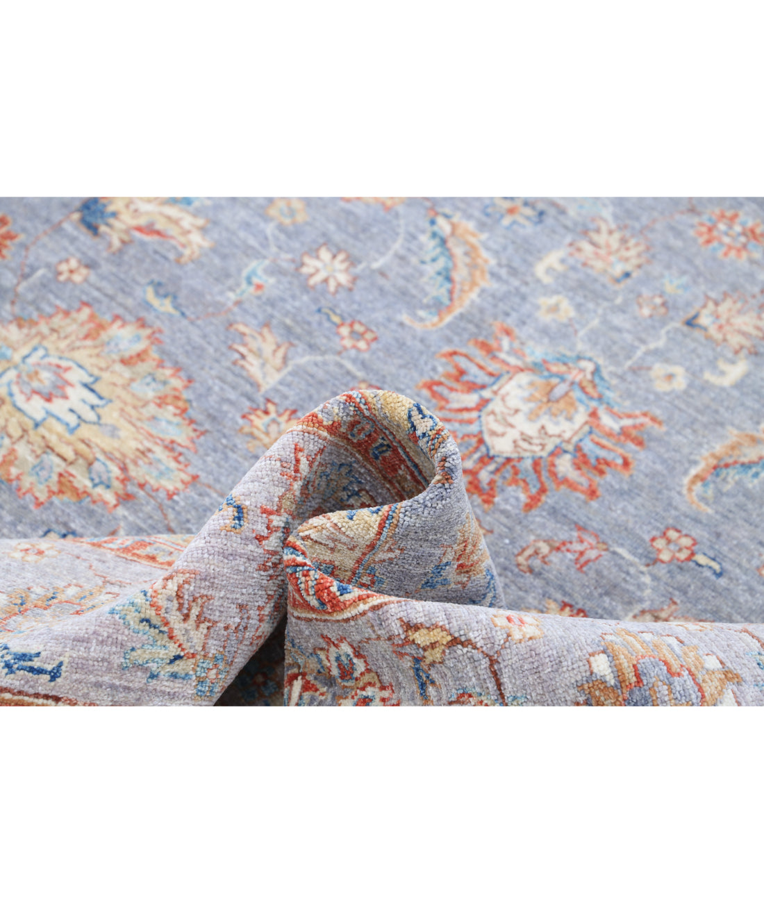 Hand Knotted Ziegler Farhan Wool Rug - 6'7'' x 9'10'' 6'7'' x 9'10'' (198 X 295) / Grey / Red