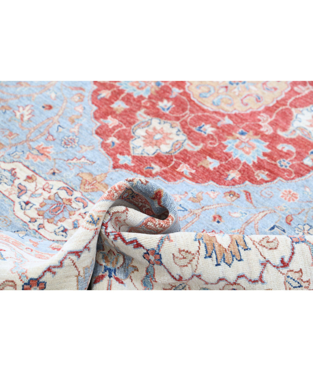 Hand Knotted Ziegler Farhan Wool Rug - 6'9'' x 9'9'' 6'9'' x 9'9'' (203 X 293) / Blue / Ivory