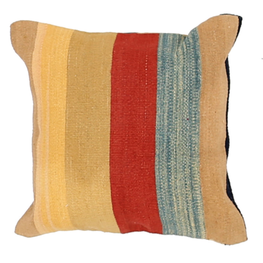 Hand Made Modern Stripe Wool & Cotton Pillow - 1'4'' x 1'4''
