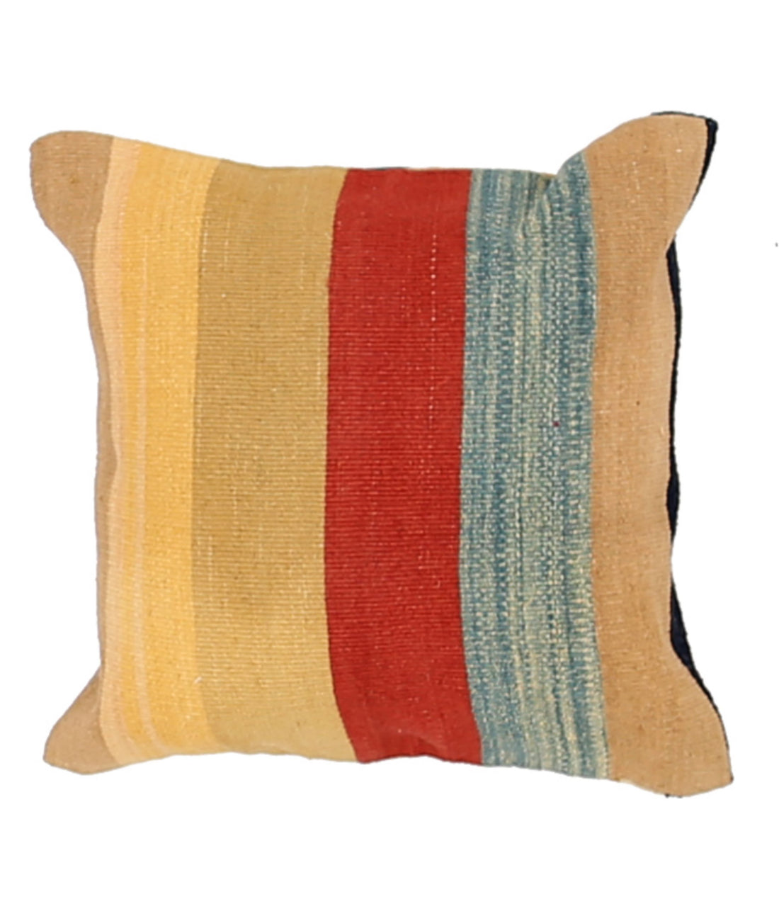 Hand Made Modern Stripe Wool & Cotton Pillow - 1'4'' x 1'4''