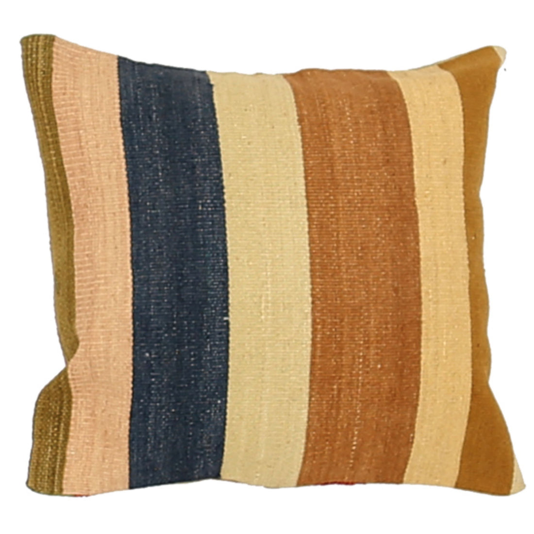 Hand Made Modern Stripe Wool & Cotton Pillow - 1'4'' x 1'4''