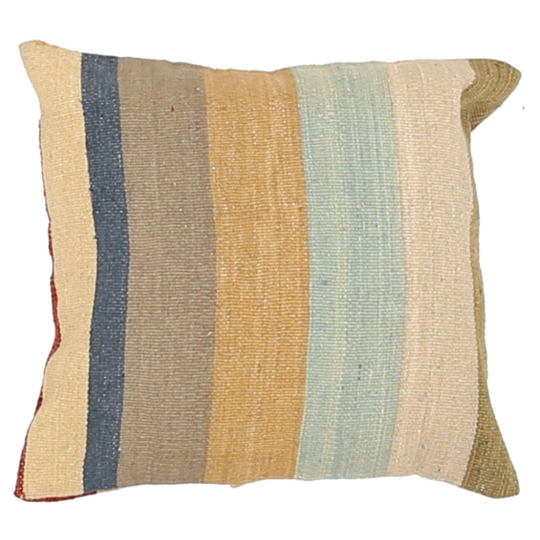 Hand Made Modern Stripe Wool & Cotton Pillow - 1'4'' x 1'4''