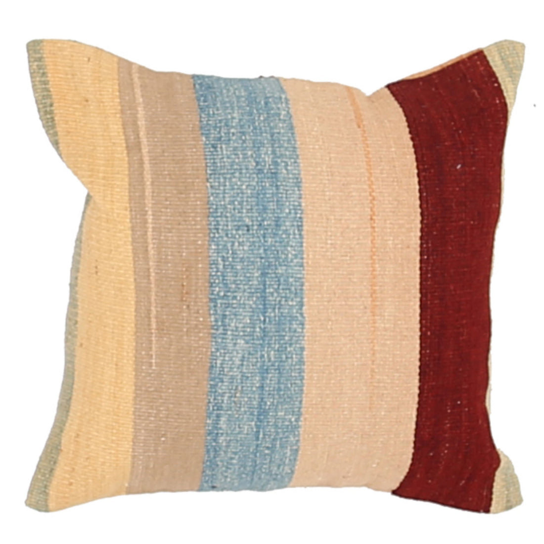 Hand Made Modern Stripe Wool & Cotton Pillow - 1'4'' x 1'4''