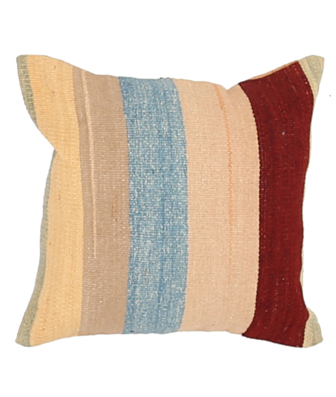Hand Made Modern Stripe Wool & Cotton Pillow - 1'4'' x 1'4''