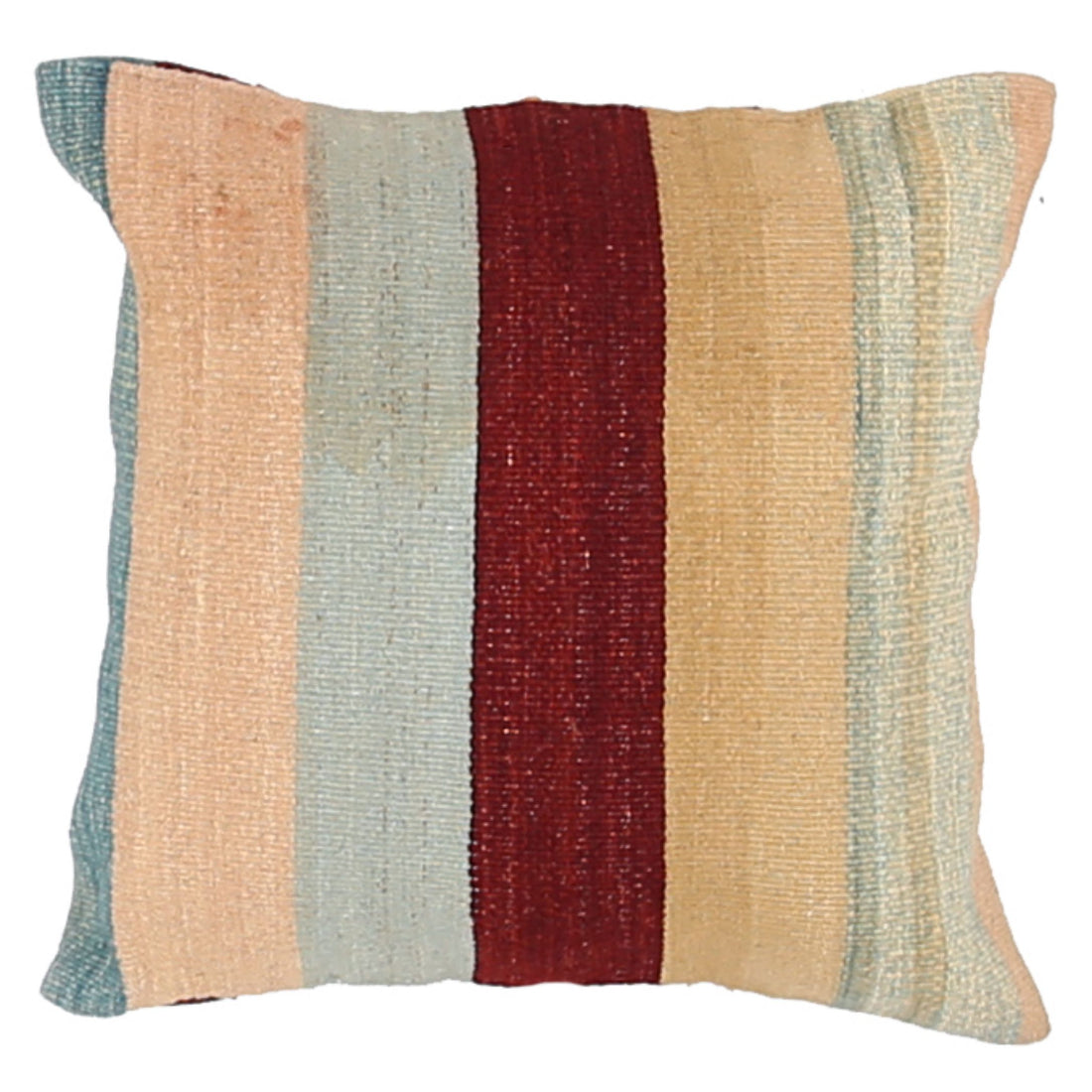 Hand Made Modern Stripe Wool & Cotton Pillow - 1'4'' x 1'4''