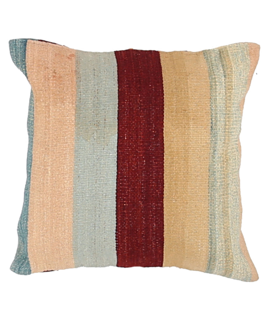 Hand Made Modern Stripe Wool & Cotton Pillow - 1'4'' x 1'4''