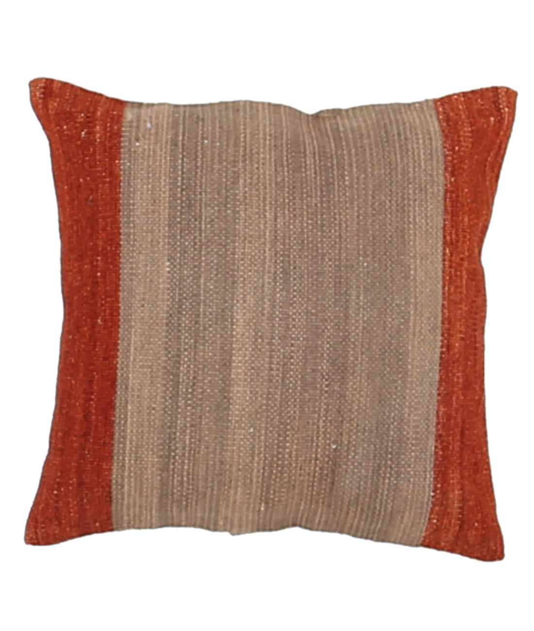 Hand Made Modern Stripe Wool & Cotton Pillow - 1'4'' x 1'4''