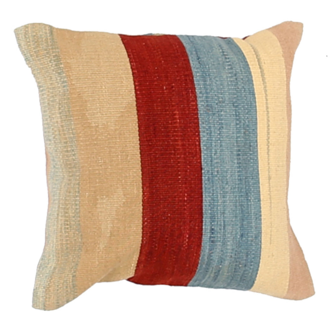 Hand Made Modern Stripe Wool & Cotton Pillow - 1'4'' x 1'4''