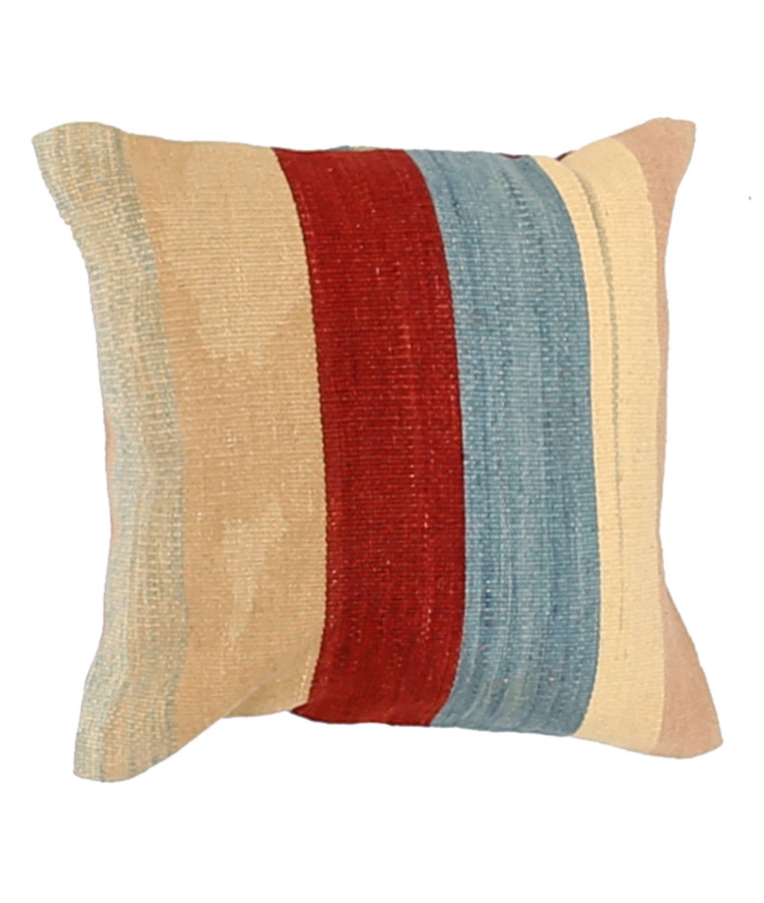 Hand Made Modern Stripe Wool & Cotton Pillow - 1'4'' x 1'4''