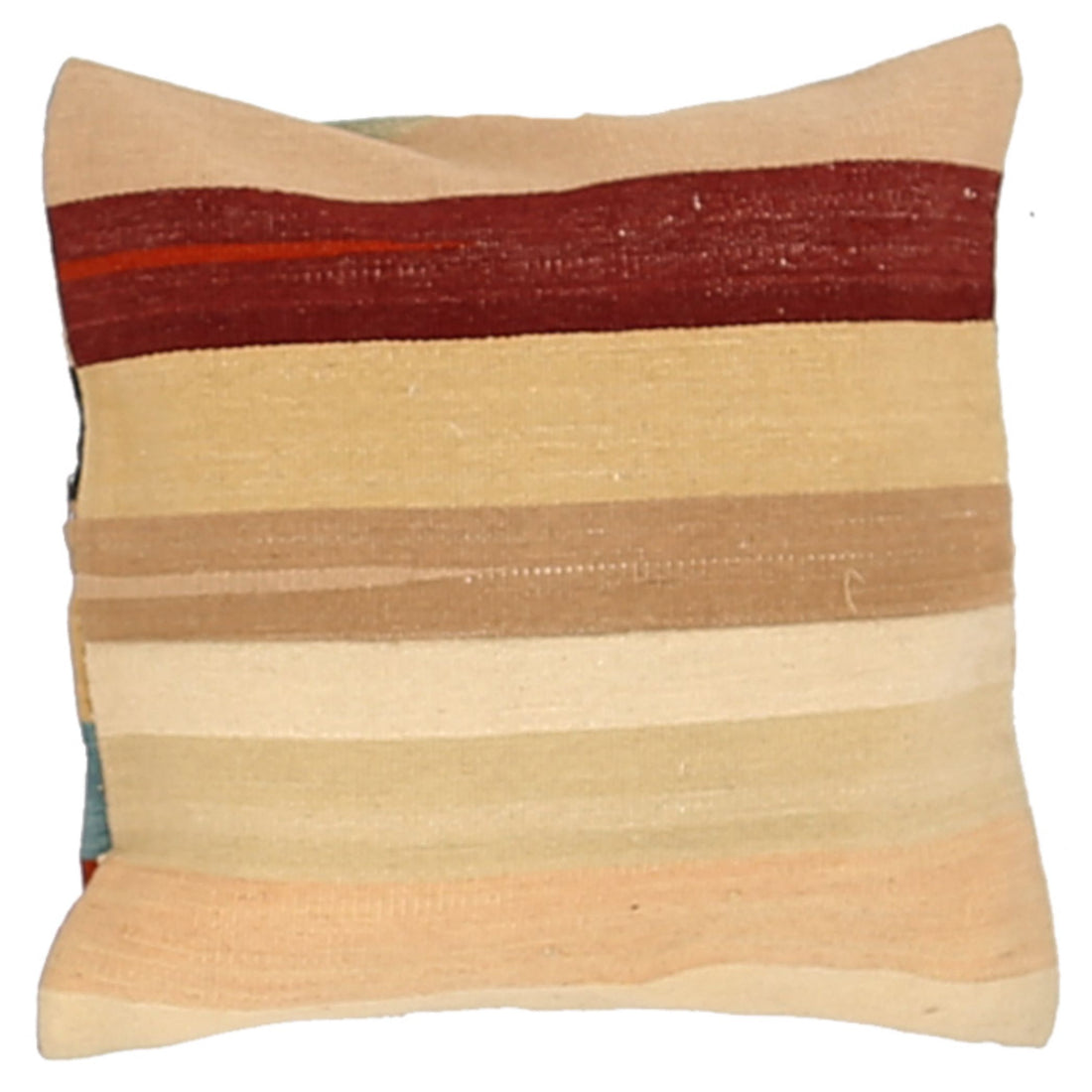 Hand Made Modern Stripe Wool & Cotton Pillow - 1'4'' x 1'4''
