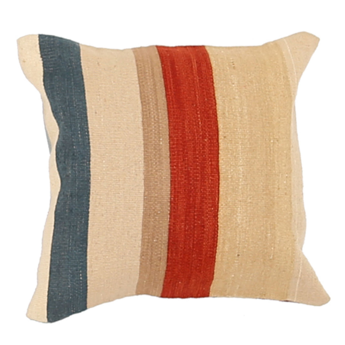 Hand Made Modern Stripe Wool & Cotton Pillow - 1'4'' x 1'4''