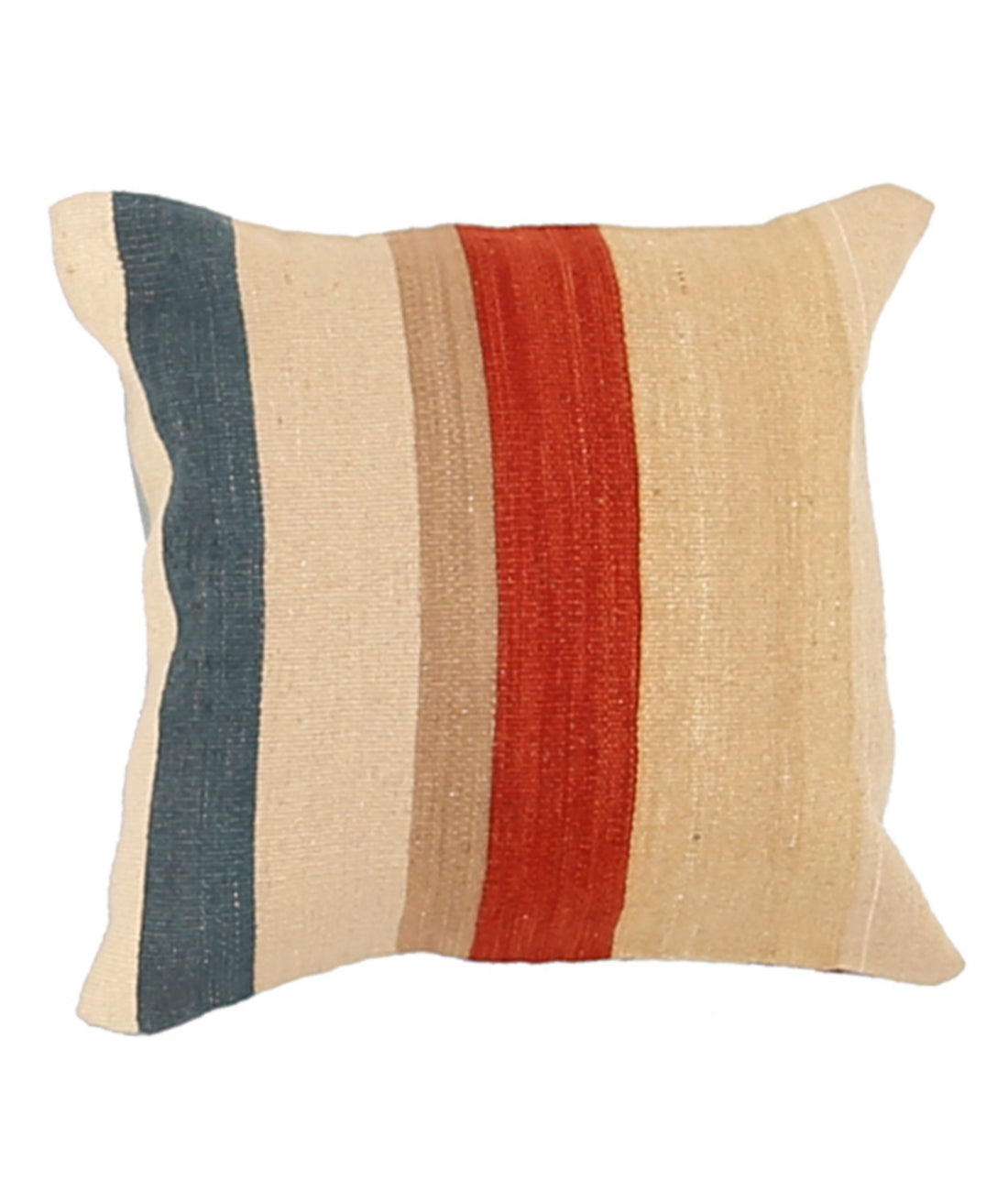 Hand Made Modern Stripe Wool & Cotton Pillow - 1'4'' x 1'4''