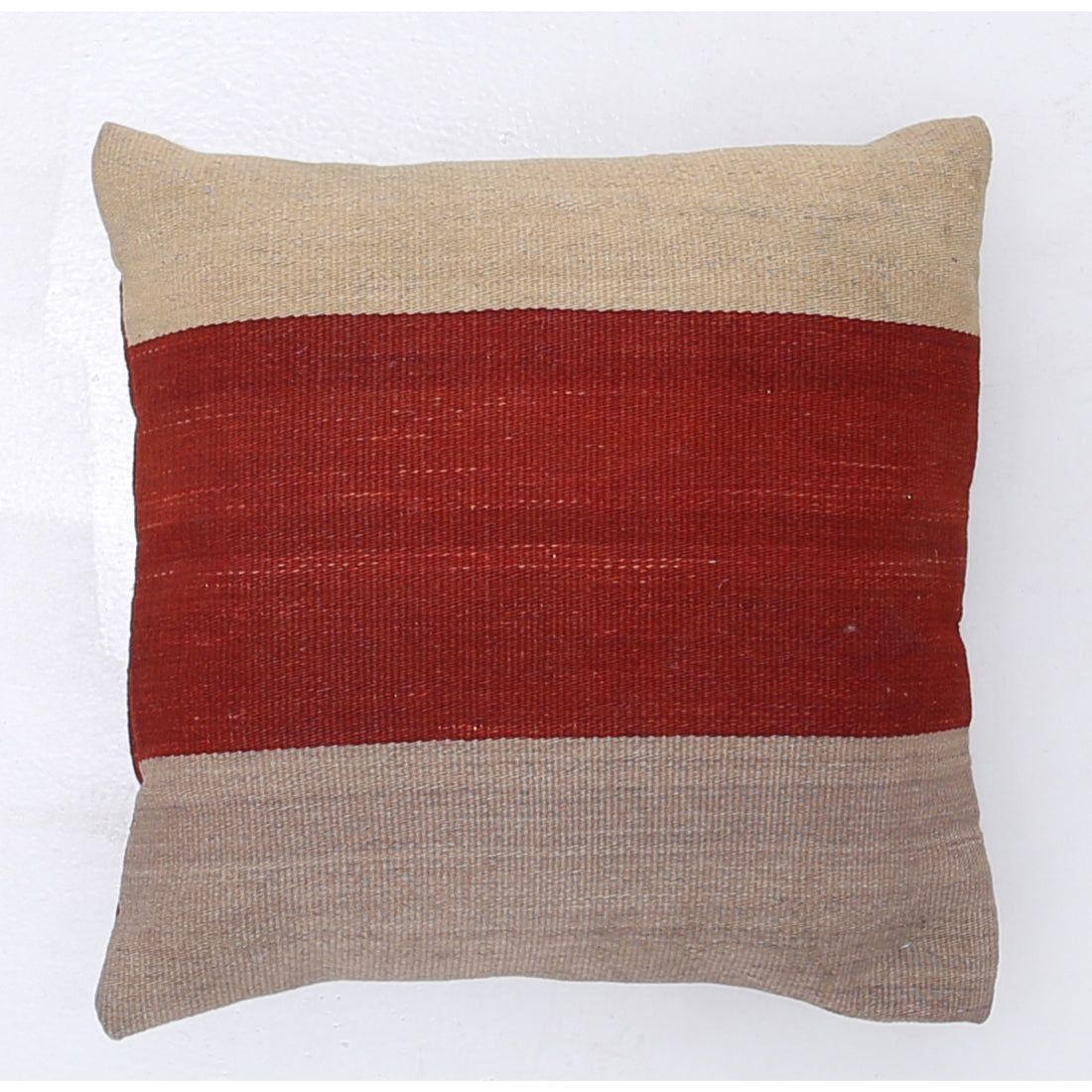 Hand Made Modern Stripe Wool & Cotton Pillow - 1'4'' x 1'4''