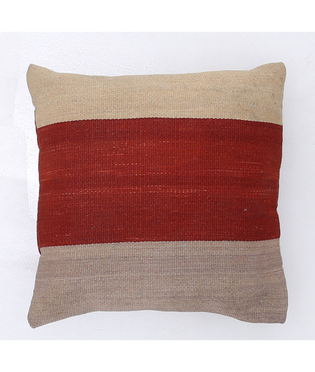 Hand Made Modern Stripe Wool & Cotton Pillow - 1'4'' x 1'4''