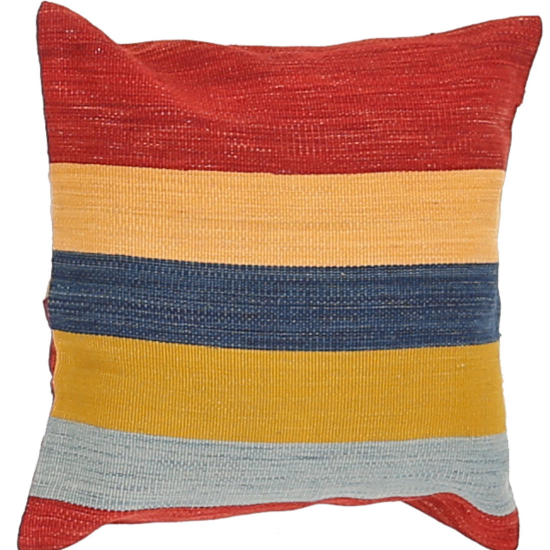 Hand Made Modern Stripe Wool & Cotton Pillow - 1'4'' x 1'4''