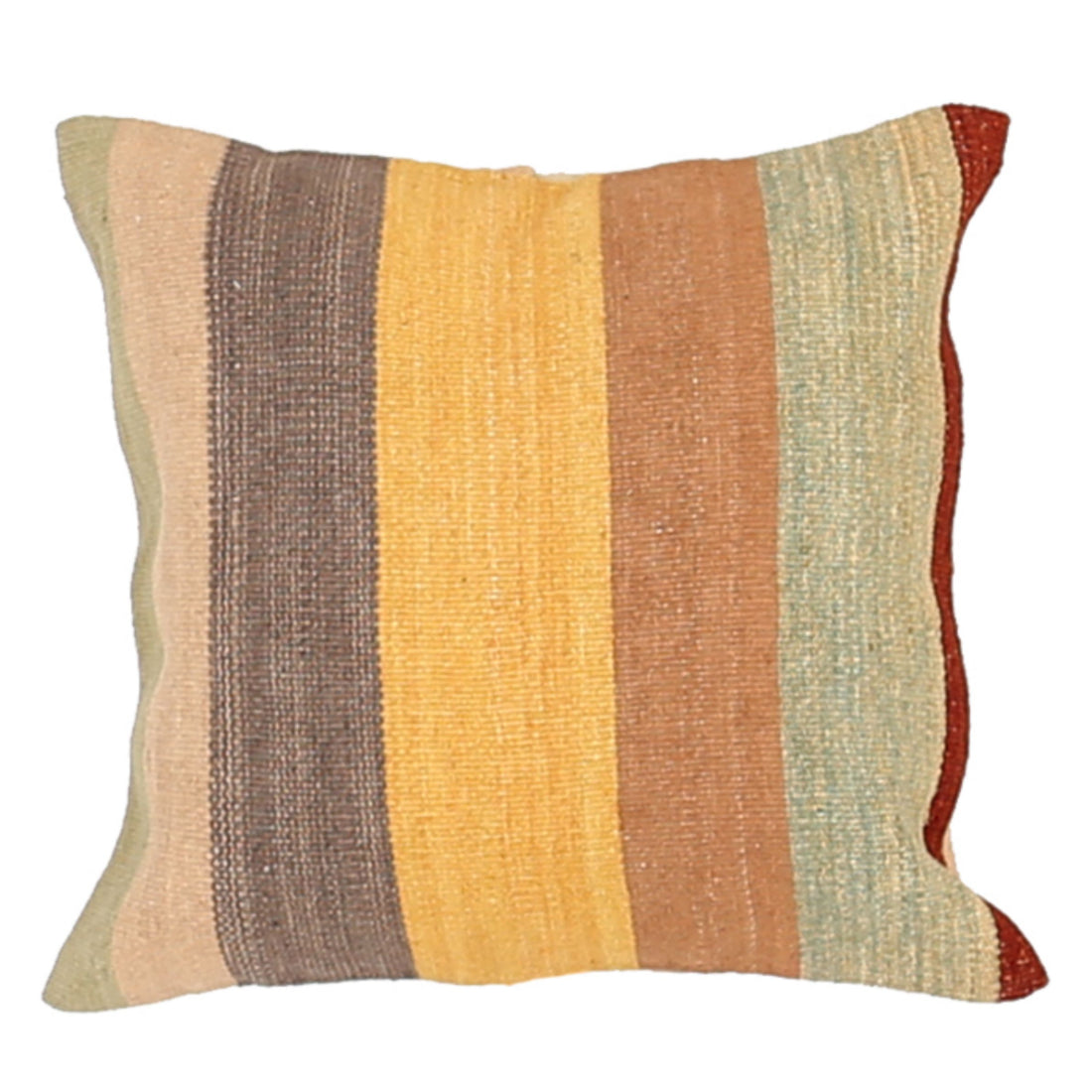 Hand Made Modern Stripe Wool & Cotton Pillow - 1'4'' x 1'4''