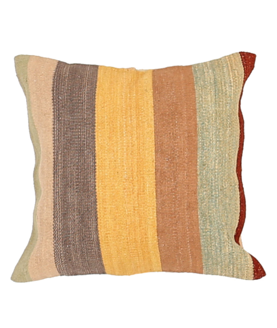 Hand Made Modern Stripe Wool & Cotton Pillow - 1'4'' x 1'4''