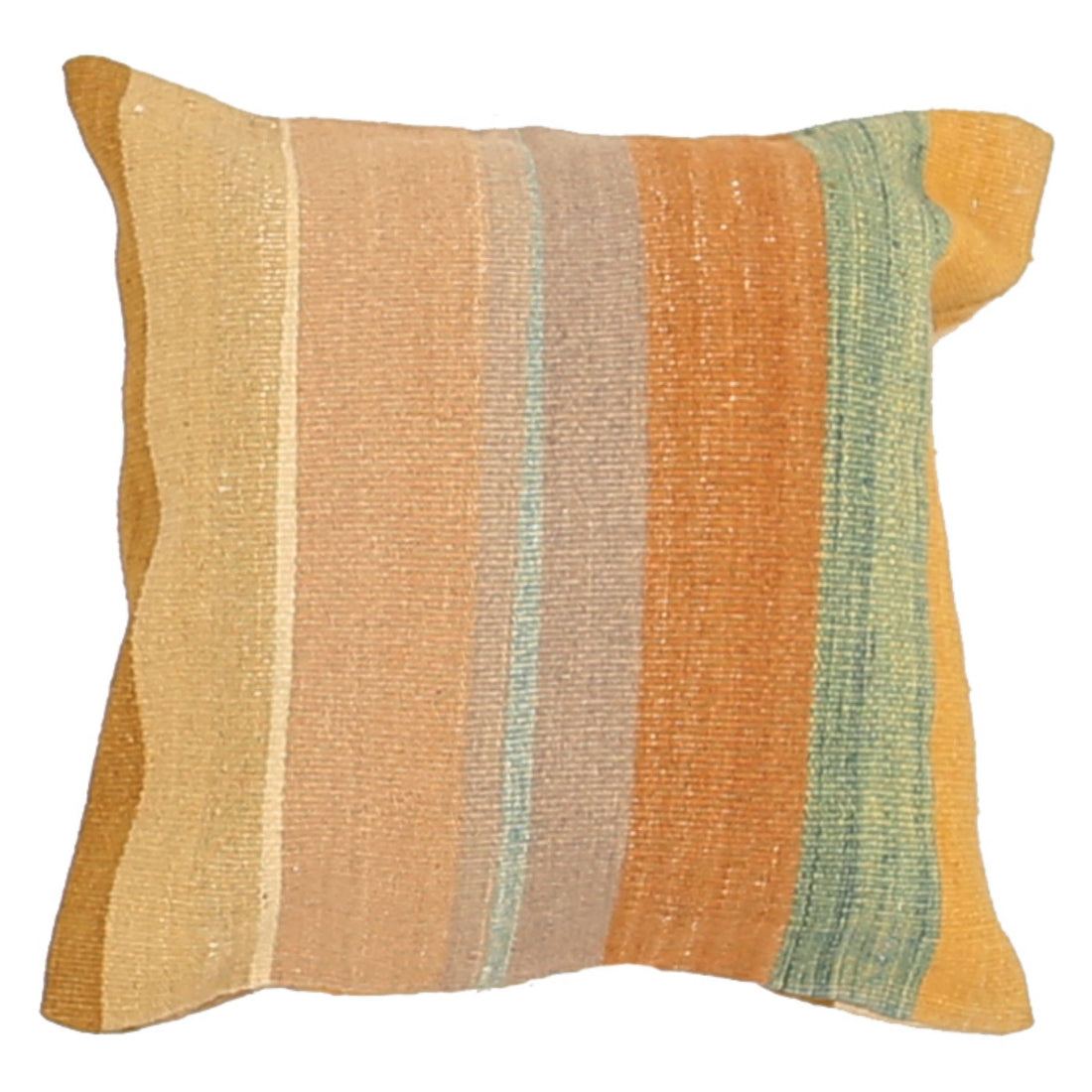 Hand Made Modern Stripe Wool & Cotton Pillow - 1'4'' x 1'4''