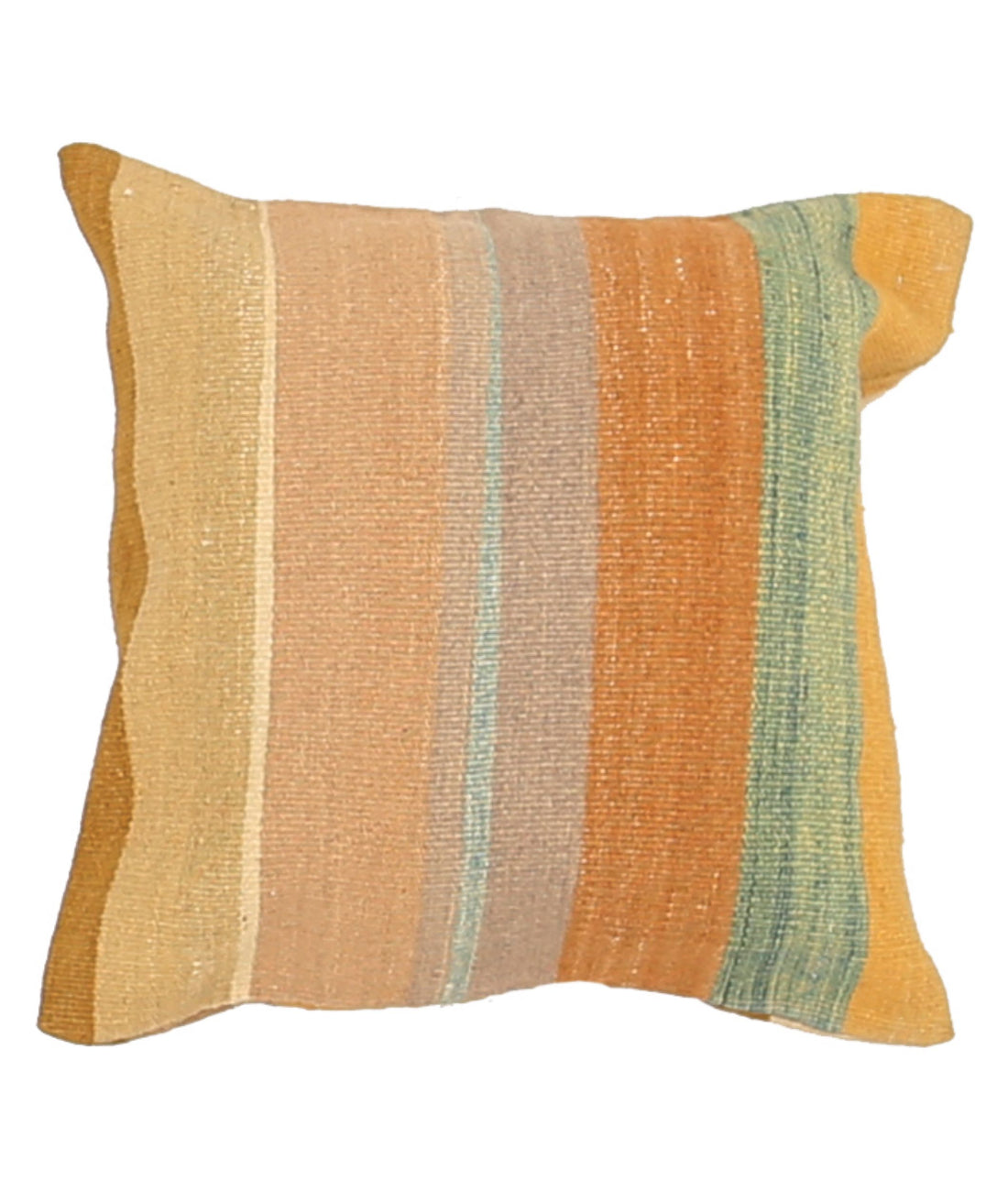 Hand Made Modern Stripe Wool & Cotton Pillow - 1'4'' x 1'4''